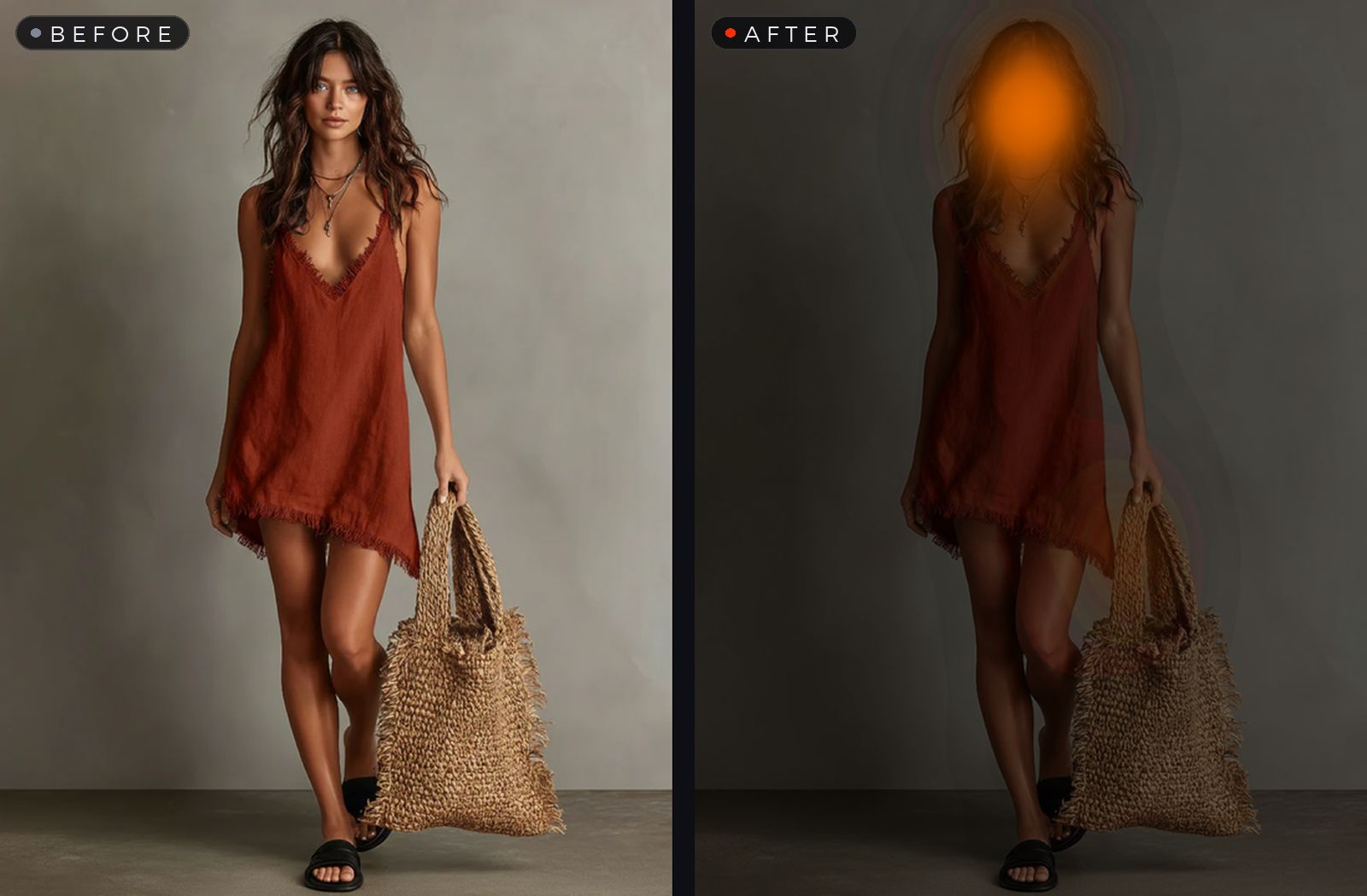 A portrait and its attention heat map